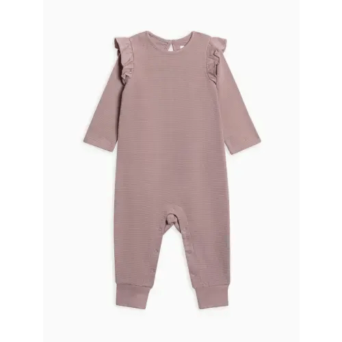 Mila Waffle Knit Flutter Sleeve Romper [Purple]