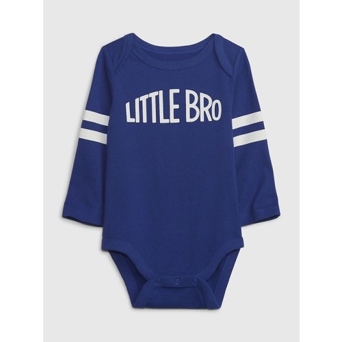 Baby 100% Organic Cotton Mix and Match Graphic Bodysuit in royal blue brother, size: 0-3 M