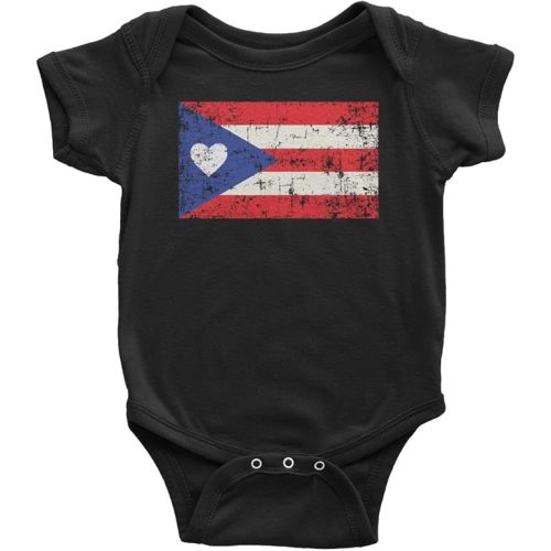 Threadrock Baby Puerto Rico Flag with Heart Infant Bodysuit