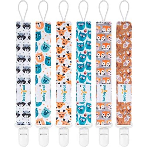 Babygoal Animal Pacifier Clips, 6 Pack Pacifier Holder for Boys and Girls Fits Most Pacifier Styles &Teething Toys and Pacifier Clip Pack 6PS18