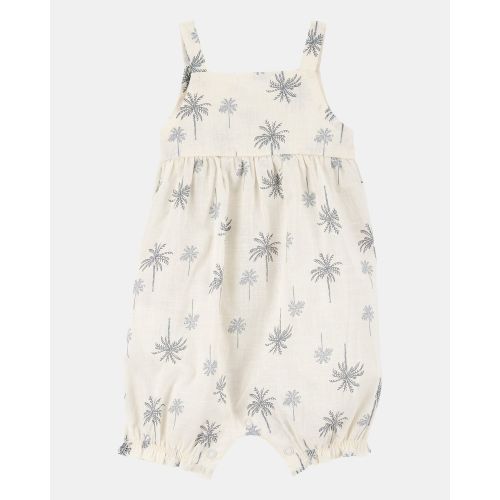 Baby Girl Palm Tree Cotton Romper - Ivory - (NB)