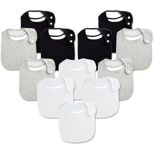 Organic Cotton Baby Bibs,Ultra-Soft and Absorbent, Adjustable Size,Ideal for Drooling, Teething,and Feeding,12-Pack