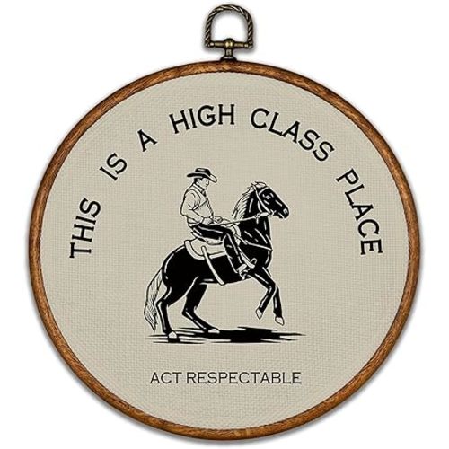 KSDUT Western Cowboy Beige Wall Art Decor - Preppy Trendy Southwestern Wall Art Canvas Frame Hanging Prints, Foyer Entryway Modern Round Wall Decor for Home Dorm Decorations 10"x10"