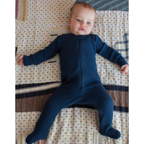 Noble Organic Waffle Footie Sleeper in Indigo