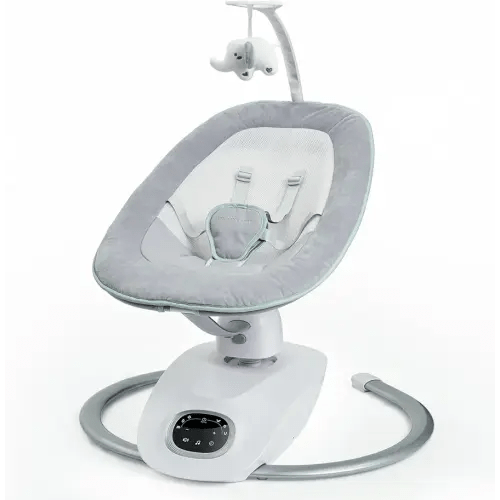 Momcozy CocoSway Baby Swing for Infants to Toddler, 3D-Motion Electric Baby Swing with 6 Motions & 4-Speeds, Remote Control, Infant Swing with 8 Preset Lullabies for Baby Boy Girl Up to 20 lbs, Haze