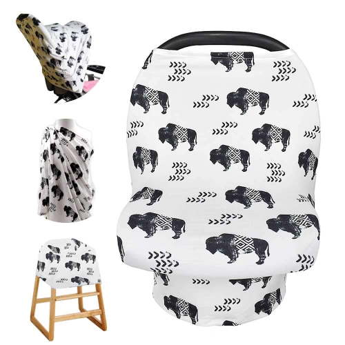 LNKOO Multi-use Baby Carseat Cover, Baby Carseat & Nursing/Breastfeeding Infinity Scarf & Stroller & Feeding high Chair Versatile Cover for Boys or Girls-Flower&Leaf