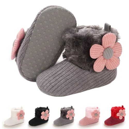 E-FAK Baby Boy Girl Boots Newborn Shoes Winter Snow Bowknot Anti-Slip Soft Sole Warm Infant Toddler Prewalker Booties