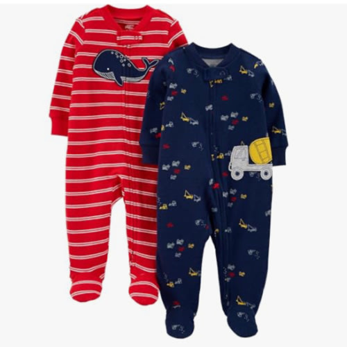 Simple Joys by Carter's baby-boys 2-way Zip Thermal Footed Sleep and Play, Pack of 2