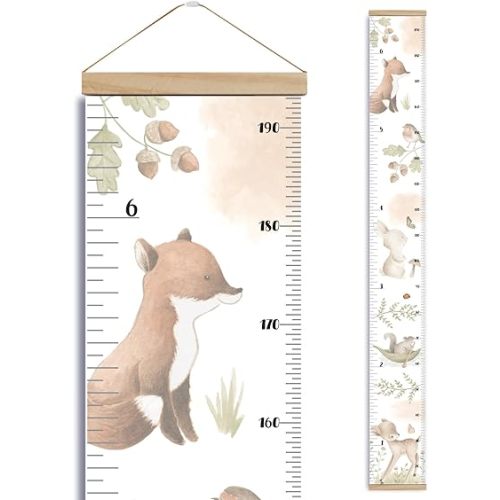 Échelle de croissance avec cadre - Quality Vinyl Baby Growth Height Chart, Wall Decor for Kids, Child Toddler Boys Girls, Hangable and Removable Waterproof Measuring Wall Ruler