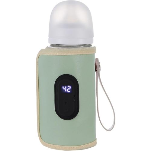 Baby Bottle Warmer,Keep Milk Warm Only (No Heating,Keep Warm only) Temperature Digital USB Portable Warming Sleeve,Portable Thermo Cover with Digital Display & Keep Warm Settings (Green)