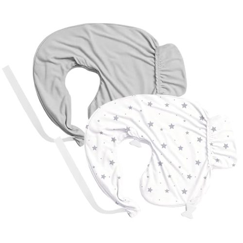 Nursing Pillow Cover 2-Pack, Fits Wrap-Around U-Shaped Nursing Support Pillows (22 x 16 x 5 in), Soft & Breathable, Easy On/Off – Covers Only