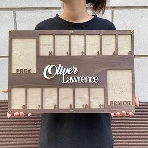 V-DECORPARKS Custom School Picture Frame Pre-K to 12 - Wooden K-12 Picture Frame, School Years Picture Frame PreK-12, Graduation Picture Frame, Kindergarten Picture Frame, School Photo Frame Pre-K-12