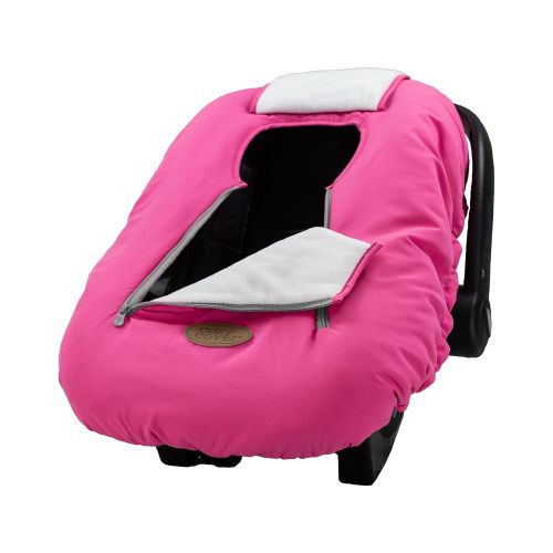 CozyBaby Newborn Baby Car Seat Protector, Warm Travel Child Protection Cover with Dual Zippers & Elastic Edge, Pink