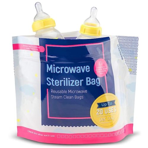 Impresa Microwave Steam Bags - Reusable Up to 20 Uses & Baby Travel Essential - Multipurpose Steam Bag for Breast Pump Parts & Bottle Cleaning in Microwave - Pack of 1, 15 Count
