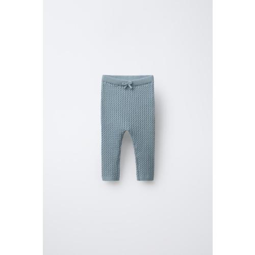CABLE KNIT LEGGINGS - Mid-blue | ZARA United States