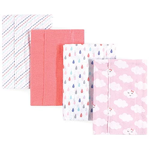 Luvable Friends Unisex Baby Cotton Flannel Burp Cloths, Girl Clouds, One Size