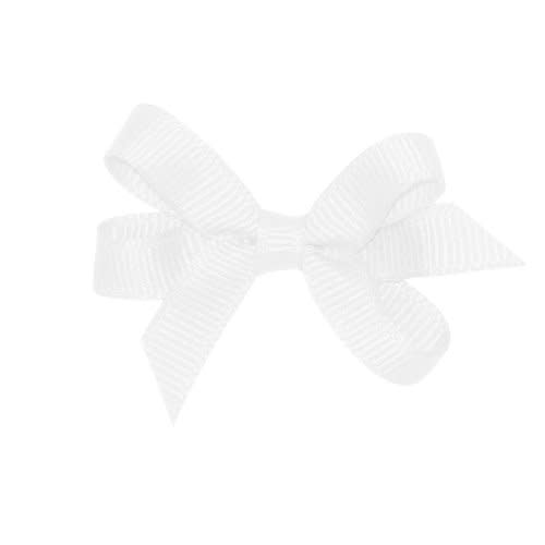 Wee Ones Girls' Classic Grosgrain Hair Bows with Plain Wrap Center, No-Slip Hair Clip, Handmade, White, Baby