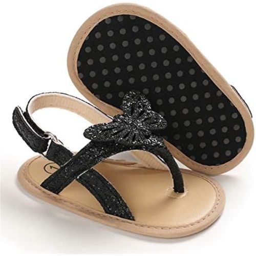 COSANKIM Infant Baby Girls Summer Sandals with Flower Soft Sole Newborn Toddler First Walker Crib Dress Shoes