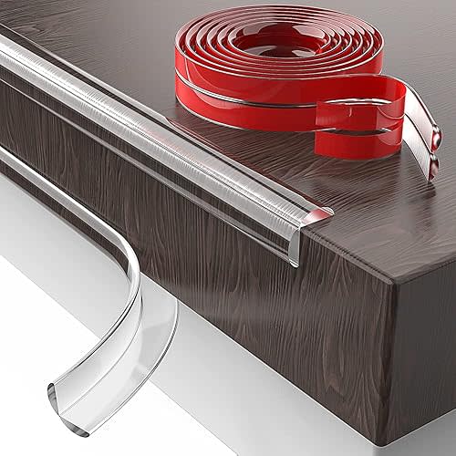 Baby Proofing, Clear Edge Protector Strip, Silicone Soft Corner Protectors for Kids Safety with Pre-Taped Strong Adhesive, Edge Protectors for Cabinets, Tables, Drawers-16.4FT(0.4"X0.4")