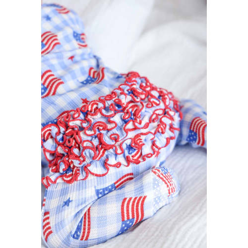 Bamboo Waffle Ruffle Zipper Footie | Star-Spangled Picnic