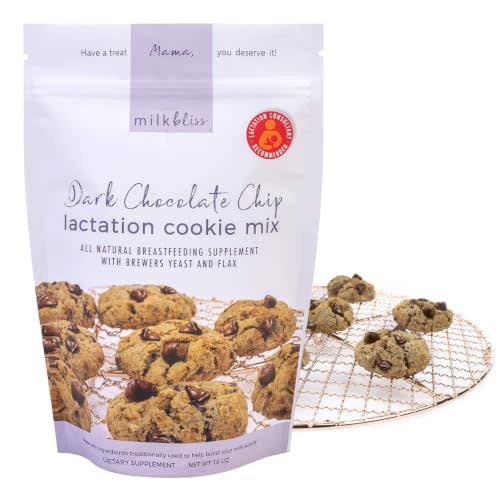 MilkBliss Dark Chocolate Chip Lactation Cookie Mix- Oatmeal Breastfeeding Cookie Supplement Support for Milk Supply Increase 15 oz