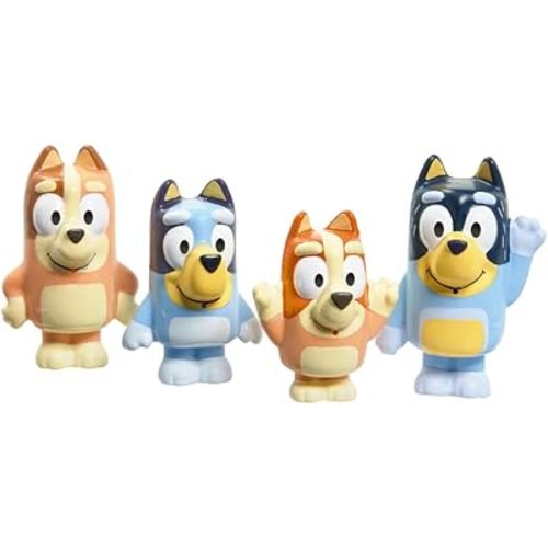TOMY Toomies Bluey Bath Toy Squirters - Includes Bandit, Chilli, Bingo, and Bluey Figures – Toddler Water Toys for Pool or Bathtub Play - Toddler Toys Ages 18 Months and Up
