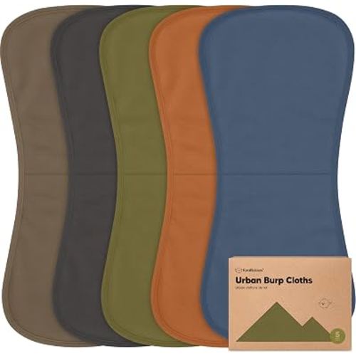 Organic Burp Cloths Baby Boy & Girl, 5-pack Cotton Burp Rags (Basic) | Super Absorbent Cotton Burping Cloths for Babies, Soft, Plush, Newborn, Infant Towels, Milk Spit Up Rags, Large 21x10