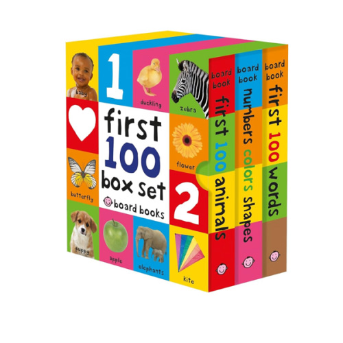 First 100 Board Book Box Set (3 books): First 100 Words, Numbers Colors Shapes, and First 100 Animals
