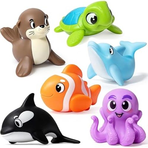 Mold Free Bath Toys - 6 Pcs Ocean Baby Bath Toys for Kids Ages 1-3