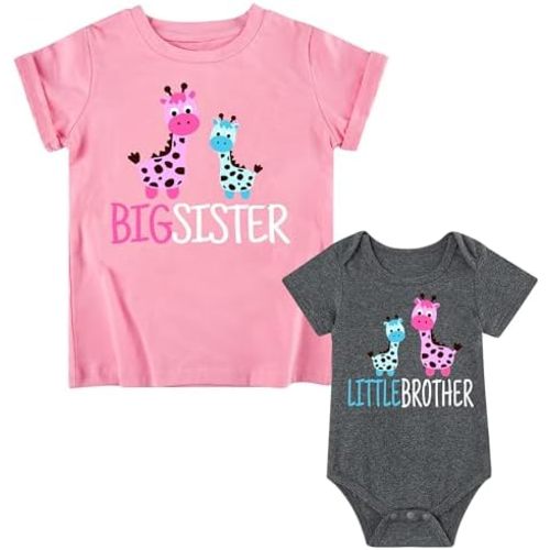Funnycokid Big Sister Little Brother Matching Outfits Toddler Girl Shirt Newborn Boys Clothes