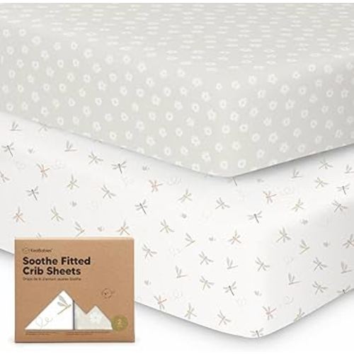 2-Pack Organic Crib Sheets for Boys, Girls - Jersey Fitted Crib Sheet, Baby Crib Sheets Neutral, Crib Mattress Sheet, Cotton Crib Sheets, Breathable Crib Sheet, Baby Mattress Sheets (Meadow)