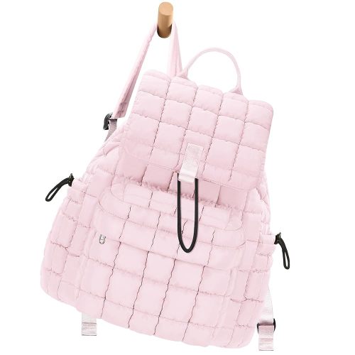 Puffy Backpack for Women, Quilted Backpack for Travel, Ultra Lightweight Puffer Daypack, Pink