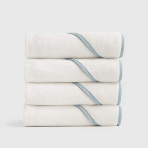 Organic Turkish Cotton Baby Hooded Towel Set 4-Pack in Light Blue
