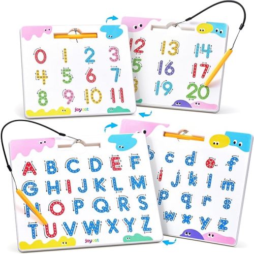 JoyCat Magnetic Letter and Number Tracing Board Set, Double Sided Alphabet & Numbers Board for Toddlers, ABC Uppercase & Lowercase Practice, Math Learning, Preschool Educational Gift Toys for Kids