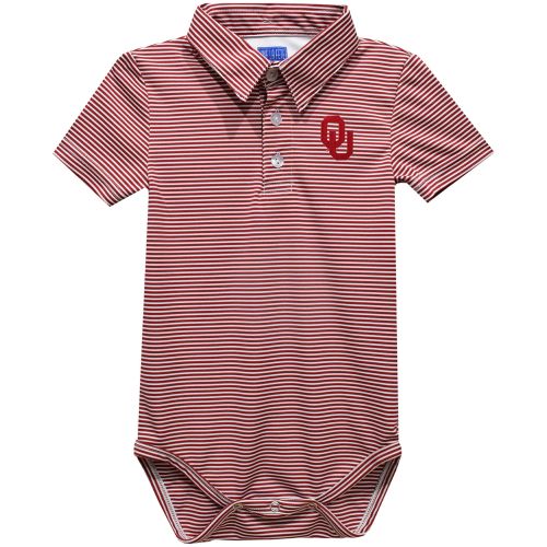 Vive La Fete Youth Oklahoma Sooners Red Infant Ted Stripe Polo Onesie