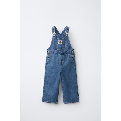 FRUIT OF THE LOOM™ LABEL DENIM OVERALLS - Mid-blue | ZARA United States