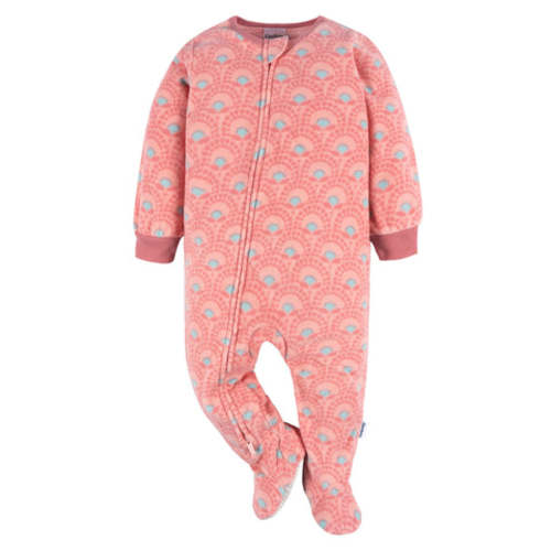 Baby &amp; Toddler Girls Pink Geometric Footed Fleece Pajamas