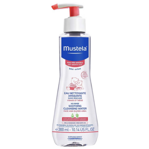 Mustela Baby Soothing Cleansing Water - No-Rinse Micellar Water for Very Sensitive Skin - with Natural Avocado & Schizandra Berry - Fragrance Free & EWG Verified - 10.14 fl. oz.