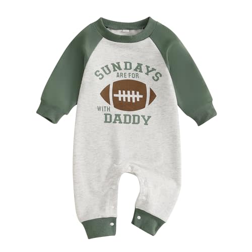 Infant Baby Boys Football Outfit Letter Print Sweatshirt Jumpsuit Romper Long Sleeve Bodysuit Clothes