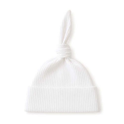 White Ribbed Baby Beanie | Cotton Baby Boy Hat – SpearmintLOVE