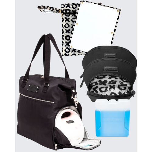 Chic Black Pump Bag with Trio Organizer, Ice Pack and Wet/Dry Bag