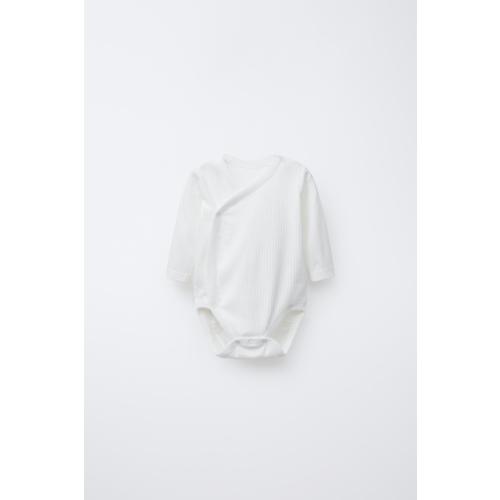 0-6 MONTHS/ THREE-PACK OF LONG-SLEEVE BODYSUITS WITH KIMONO COLLAR - Oyster-white | ZARA United States