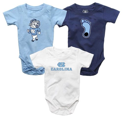 Wes and Willy Baby College Team 3 Pack of Cotton Rompers
