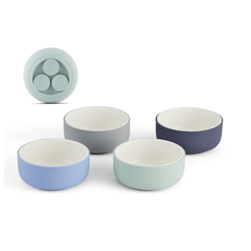 Porcelain Bowl with Silicone Suction Sleeves