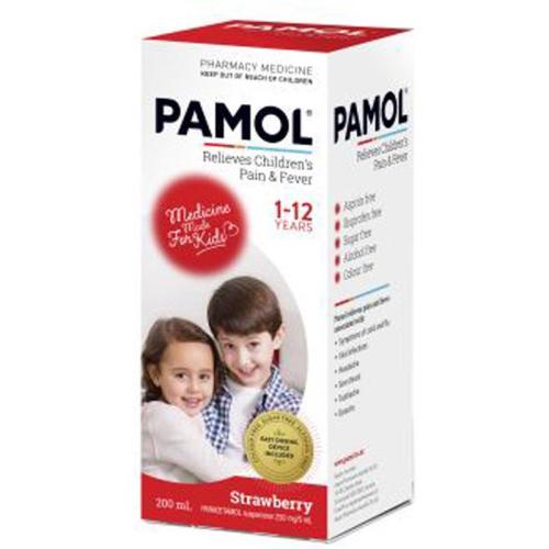 Buy Pamol Suspension All Ages Colour Free Strawberry 200ml Online at Chemist Warehouse®
