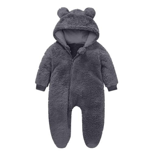 Jgppe Newborn Baby Fleece Footie Snowsuit Warm Cute Ear Shape Hooded Outfits for Girls Boys 0-12 Months