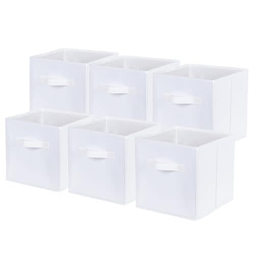 ShellKingdom Storage Bins, Foldable Fabric Storage Cubes And Cloth Storage | Storage Organizer For Closet And Toys, 10.5x10.5x11 INCH, 6 Pack (White)