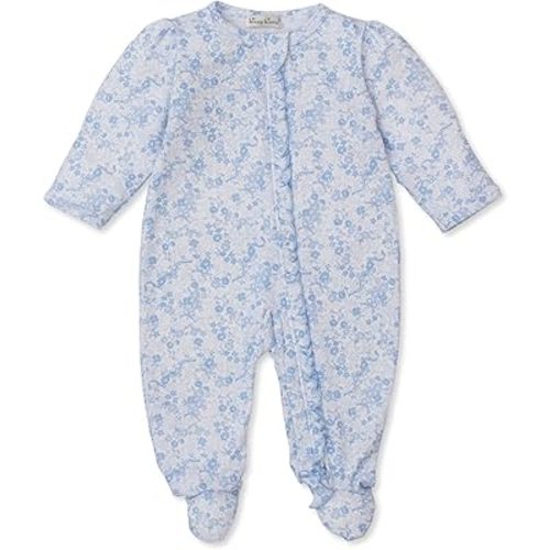 Kissy Kissy Baby Girls Infant Old English Roses Blue Print Footie With Zipper