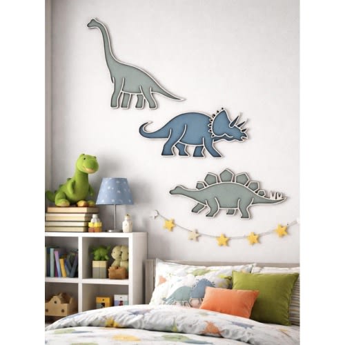 Extra Large Dinosaur Wall Decor | Wooden Dino Wall Plaques Set | Nursery Wall Art | Kids Room Decor | Dinosaur Bedroom