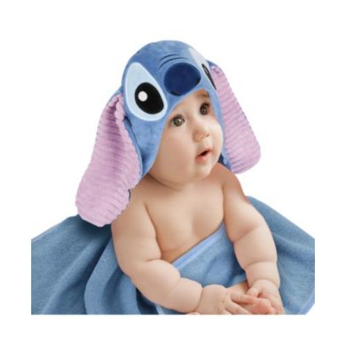 Baby Disney Stitch Luxury Blue Cotton Terry Hooded Bath Towel